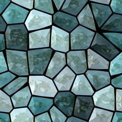 surface floor marble mosaic pattern seamless background with black grout - blue green gray color