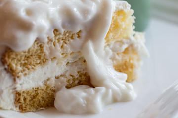 Coconut cake and ice cream.