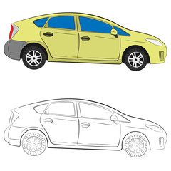 city car vector drawing illustration