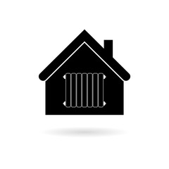 Radiator in house icon