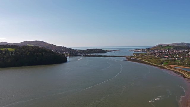 Aerial view of the Conwy area in north wales
