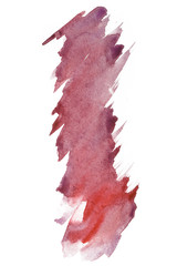 abstract red watercolor drawn by hand. with torn edges with a raised brush.