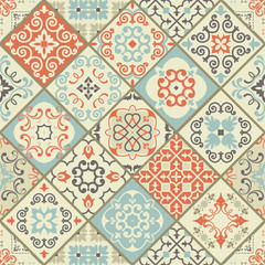 Pattern for print, web design, textile, identity, patchwork. Geometric texture. Vector endless ornaments with abstract shapes