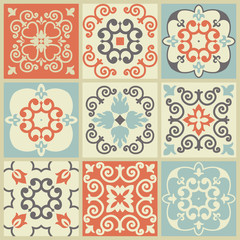 Abstract color fantasy graphic background, seamless floral geometric pattern. Hand drawn fabric texture. Tribal ethnic arabic, indian, ottoman ornament, doodle vector illustration.