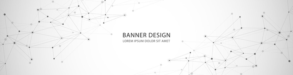 Vector banner design, network connection with lines and dots