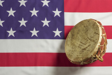 Ethnic Drum on US Flag