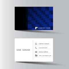 Modern business card design. Blue and white color. Vector illustration. 