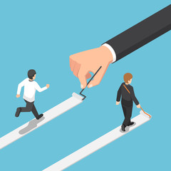 Fototapeta premium Isometric businessman paint his own path to success