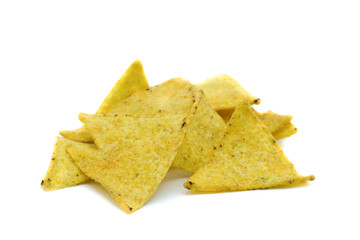 Tortillas Chips isoliert freigestellt auf weißen Hintergrund, Freisteller