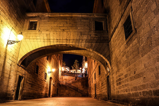 Arquitectura Noche Nocturna Arco Piedra Medieval Escalera