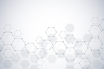 Medical background or science design. Molecular structure and chemical compounds. Geometric and polygonal abstract background.