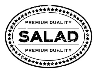 Grunge black premium quality salad oval rubber seal stamp on white background
