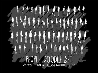 Hand drawn doodle vector illustration line People set on Chalkboard eps10