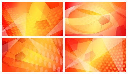 Set of four football or soccer abstract backgrounds with big ball in national colors of Spain