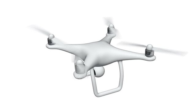 Remote control air drone. Dron flying with action video camera. Available in 4K FullHD video 3d render footage
