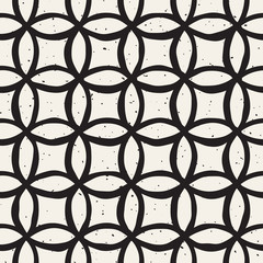 Monochrome minimalistic seamless pattern with circles. Simple hand drawn texture. Vector background with rounded lines