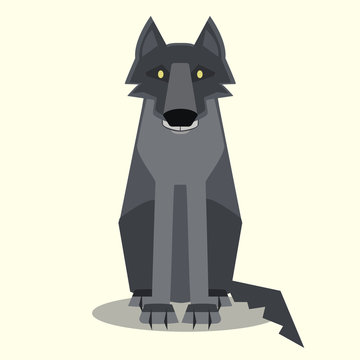 sitting wolf vector cartoon