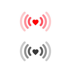 Heart wifi icon set. Vector heart connect icon in flat style. Heart signal. Love connection. Wifi hotspot signal. Love signal. Wifi sign