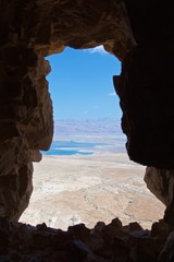 View of Dead Sea from Masada Fortress in Judean Desert, Israel