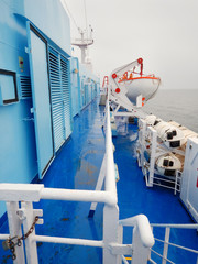details and life boat on ferry boat deck