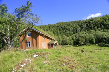 Old farmhouse in the forrest of Velfjord Northern Norway