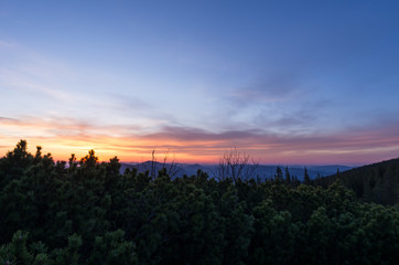 Bright sunset in the mountains.