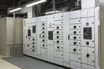 Industrial electrical switch panel in a biomass boiler house