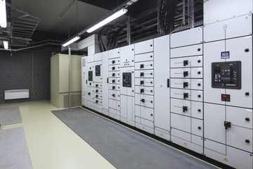 Industrial electrical switch panel in a biomass boiler house
