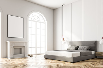 White arched window bedroom corner, poster