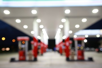 Gas Station at Night Pumps Abstract Out of Focus © kthx1138