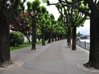 Fototapeta premium Footpath at the side of River in Lugano, Switzerland