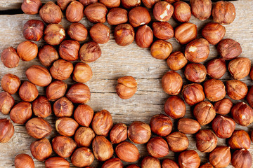 Background of hazelnuts