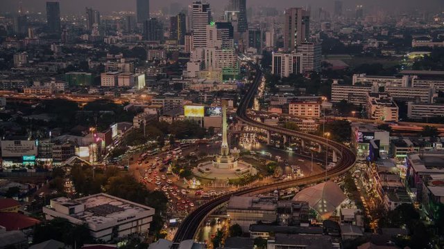 aerial view of traffic of bangkok 