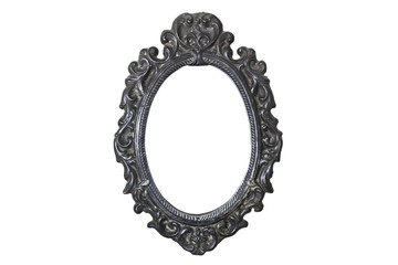 old black metal mirror on white background