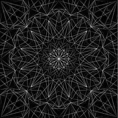Abstract ethnic styled flower pattern on black background - mandala style illustration