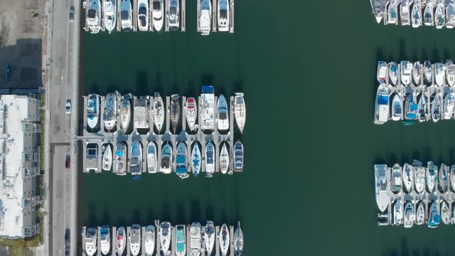 Aerial Top View of Luxury Boats in Resort Marina