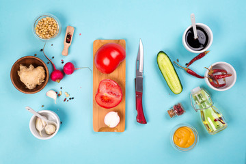 Ingredients for preparation of pickled ginger and kimchi from radish
