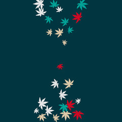 Cute vegetative pattern with simple small leaves for a greeting card or poster. Vector background for spring or summer design