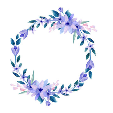 wreath of flowers in watercolor