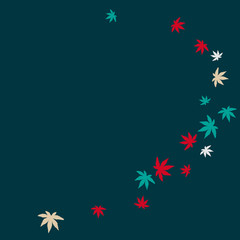 Cute vegetative pattern with simple small leaves for a greeting card or poster. Vector background for spring or summer design