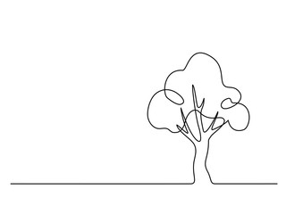 Obraz premium Ciągłe rysowanie linii. Logo drzewa. Ilustracji wektorowych. Koncepcja logo, karty, ulotki plakat transparent