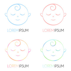 Line logo baby face relaxation isolated on the white background