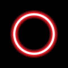 red neon circle set isolated on black background