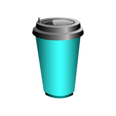 Blue glass with hot coffee or tea to decorate posters, banners, flyers, websites.