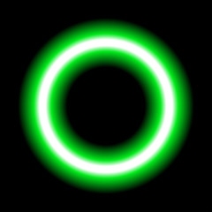 green neon circle set isolated on black background