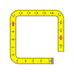 cartoon measure tape frame isolated on white background