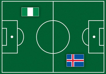 Illustration d'un terrain de football avec drapeaux