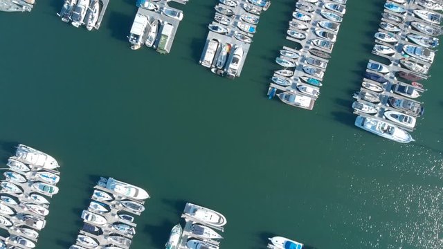 Aerial Top View of Luxury Boats in Resort Marina