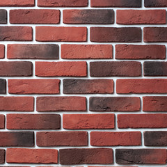Red and dark brick wall. Block background, design pattern
