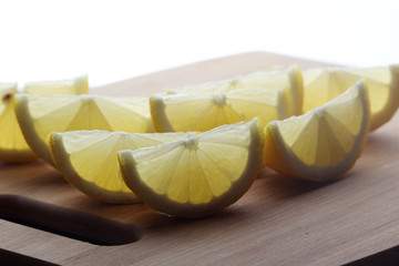 Segments pf lemon in counter light